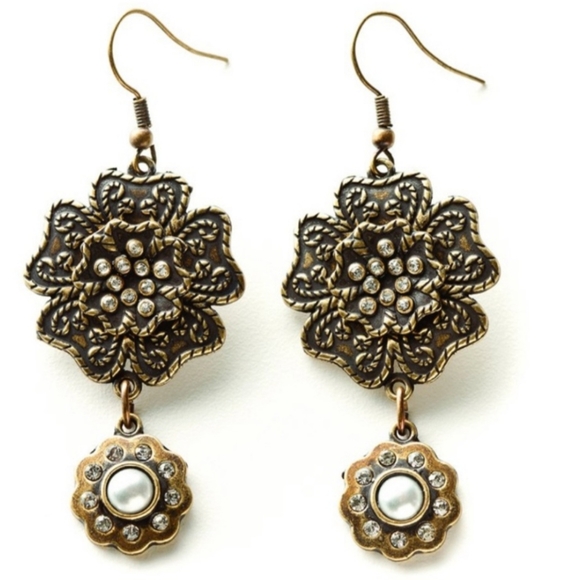 🆕Kelly Rae Roberts Boho Bronze Flower Earrings NWT - Picture 1 of 3